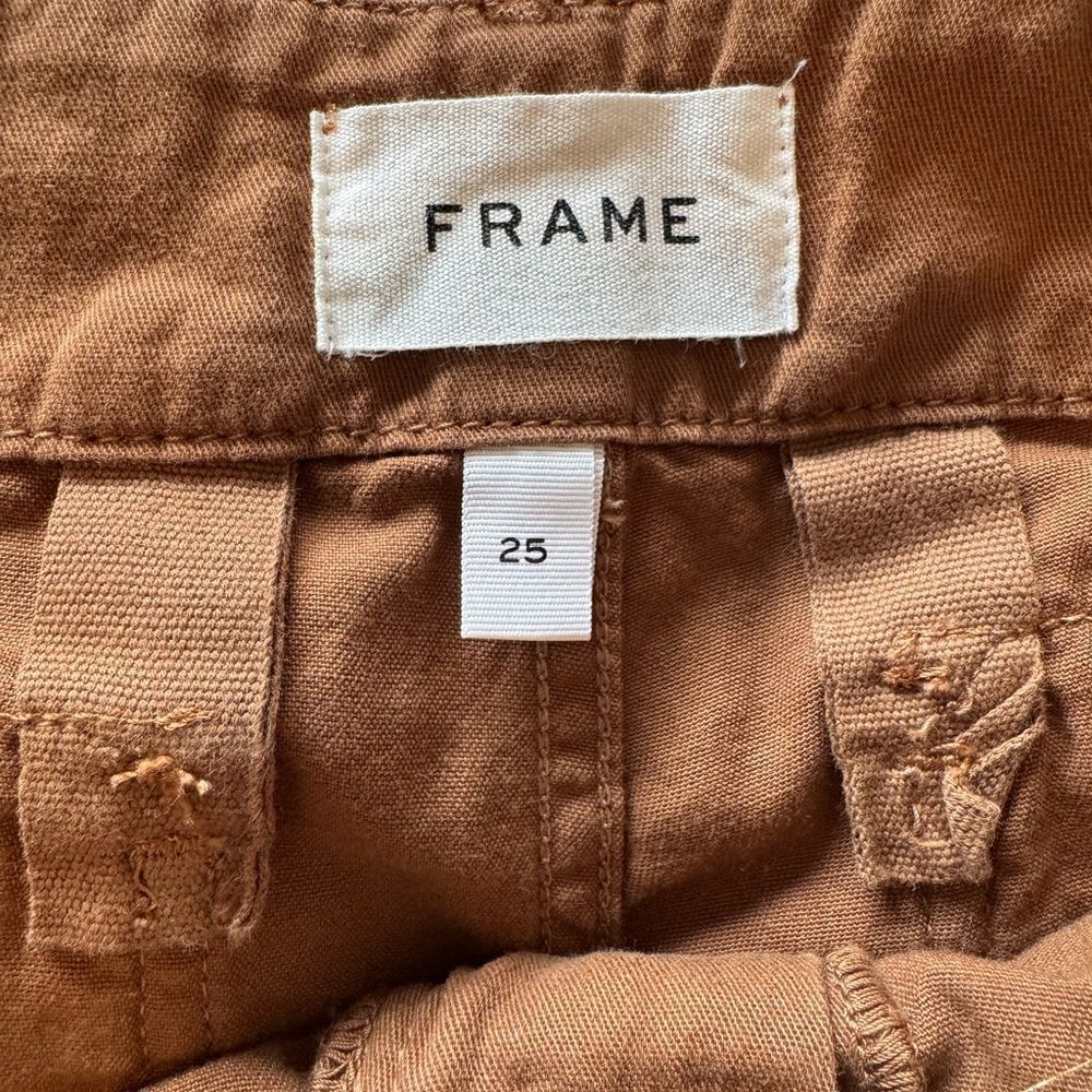 Frame Washed Flax Brown Cropped Cargo Pants Size 25 - Picture 9 of 9